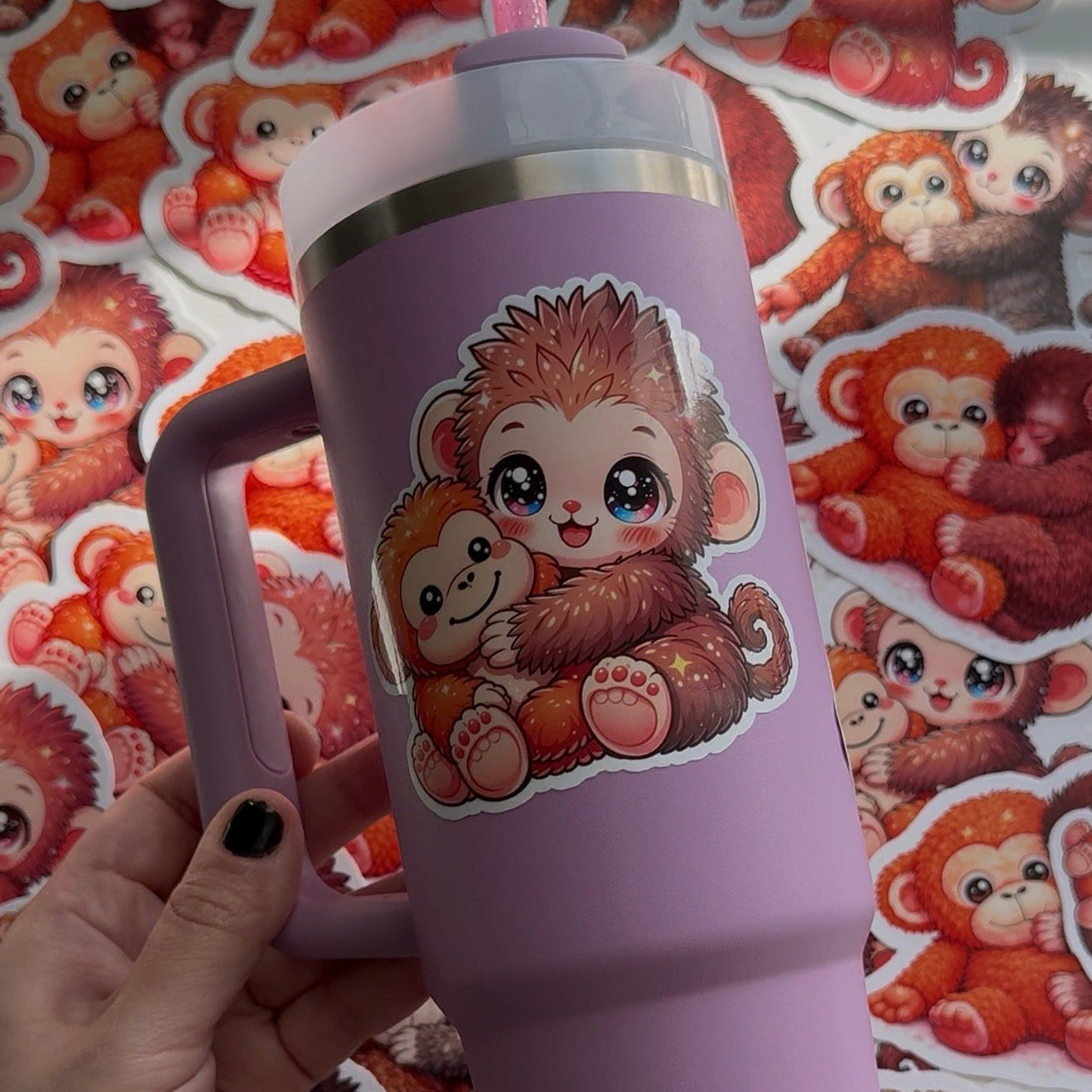 Punch Hug Pack – 3 Viral Monkey Stickers 4” Package